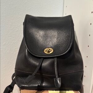 Coach Black Leather Backpack